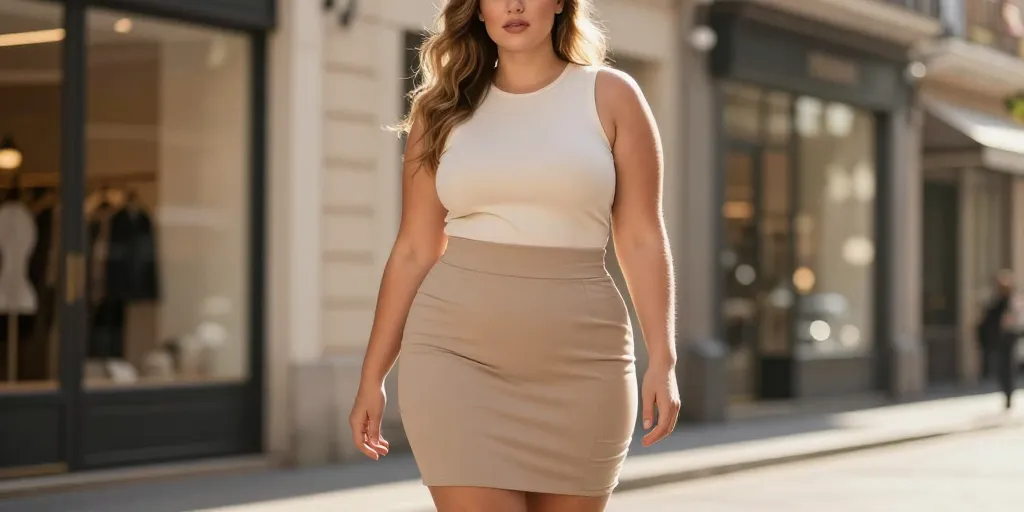 femme ronde en mini jupe